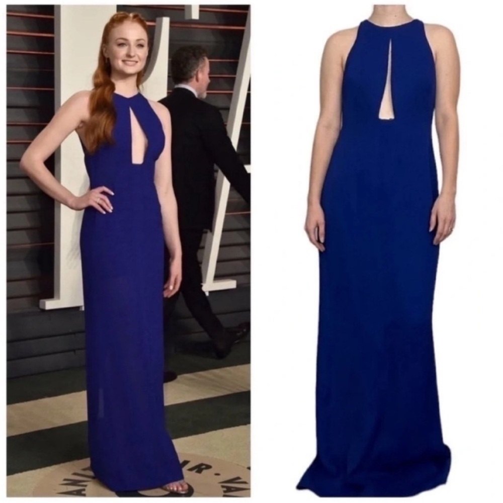 Galvan London Blue Formal Cutout Gown